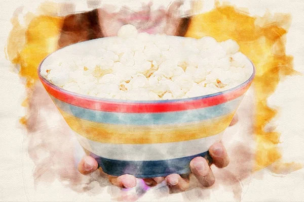 Primo piano di una ciotola di popcorn — Foto Stock