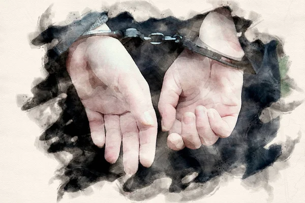 Close-up of woman being handcuffed behind her back — Stock Photo, Image