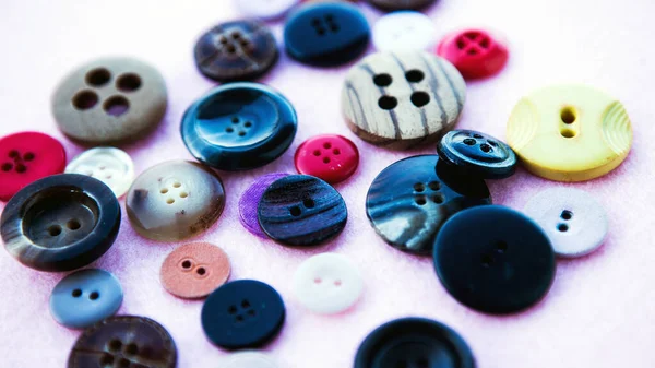 Close Various Colorful Buttons Table — Stock Photo, Image