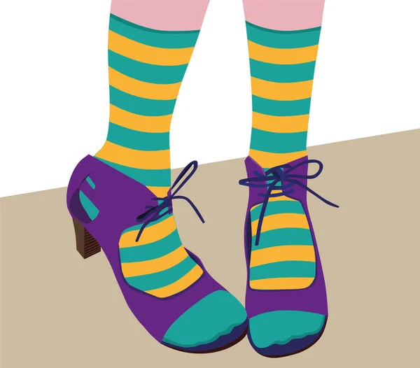 Feet High Heels Striped Socks — Stock Vector
