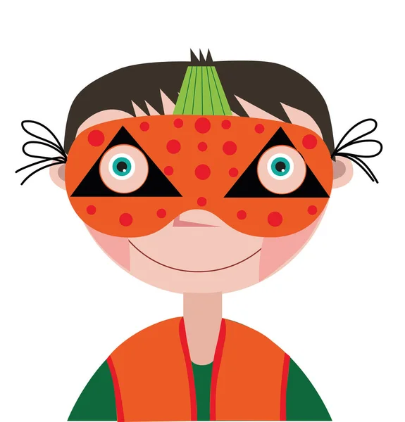 一个戴着南瓜面具的男孩 — 图库矢量图片