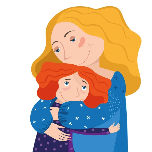 Μαμά Και Κόρη Αγκαλιαστείτε — Διανυσματικό Αρχείο