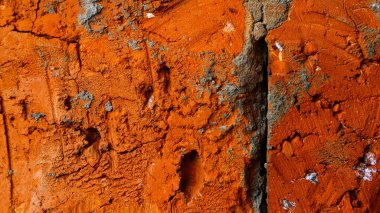 Metin için dokulu parlak turuncu tuğla arkaplan kapatma alanı