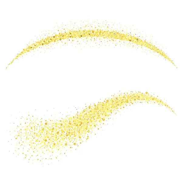 Golden stardust, Gold Glitter Wave. Glossy spray. Yellow meteor tail. Vector — Stock Vector