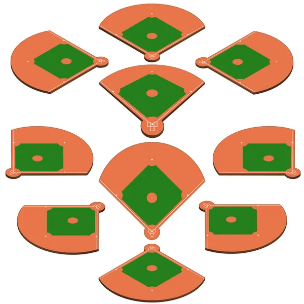 Campo verde béisbol con línea blanca vector de marcado — Archivo Imágenes Vectoriales