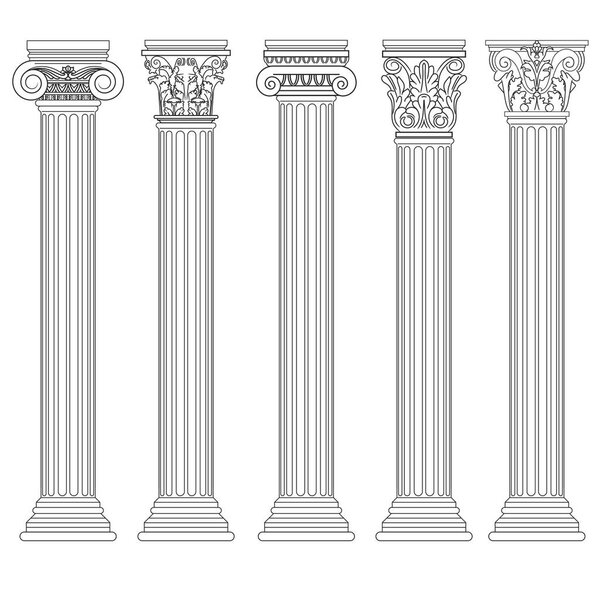 Комплект римских колонн, греческая колонна, древняя архитектура
