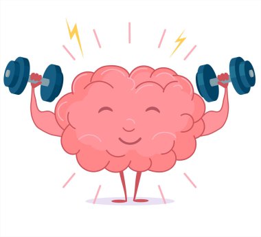 Beyin eğitimi dumbbells, zihin egzersiz ile. Vektör
