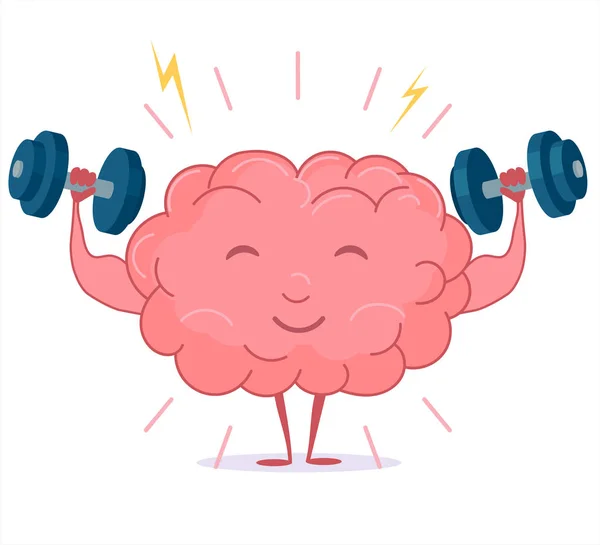 Entrenamiento cerebral con pesas, entrenamiento mental. Vector — Archivo Imágenes Vectoriales