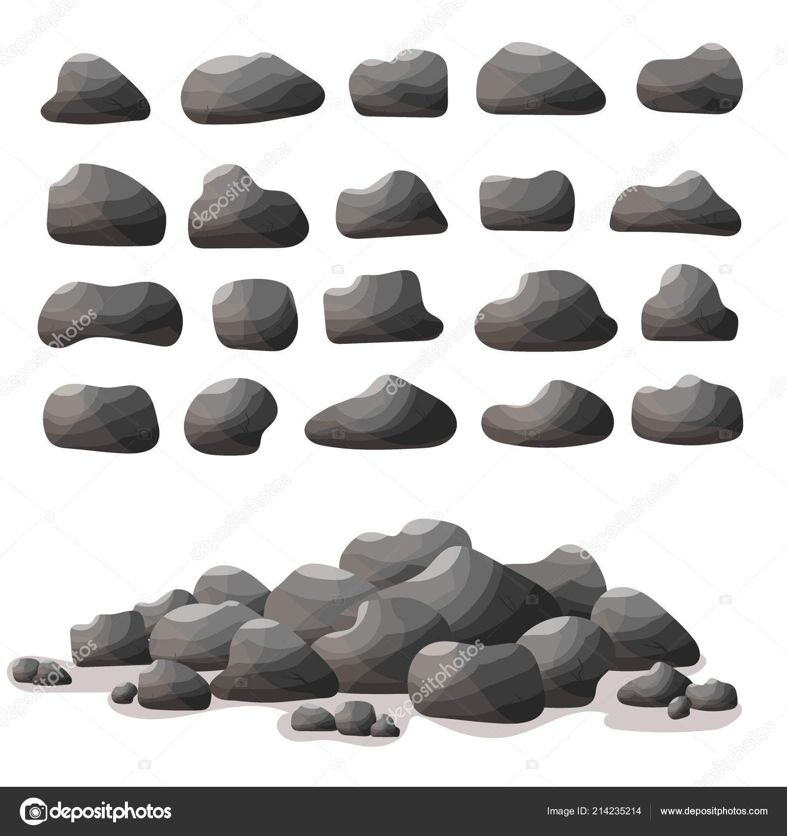 Stacks of flat rocks set, Stock vector