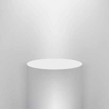 Ürün tanıtımı podyum, beyaz sahne, boş beyaz Kaide, boş şablon mockup. vektör