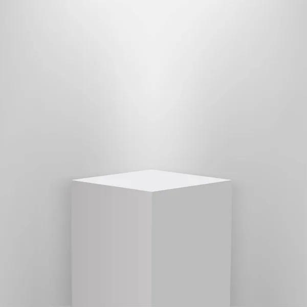 Pódio de apresentação do produto, estágio branco, pedestal branco vazio, modelo em branco mockup. vetor — Vetor de Stock