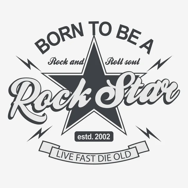 Letras estrella de rock, póster o camiseta, vector — Vector de stock