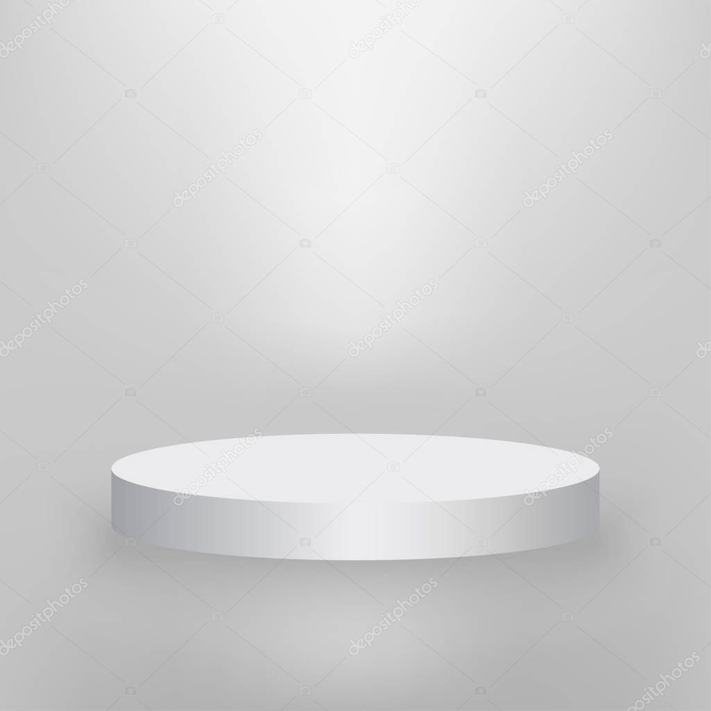 Product presentation podium, white stage, Empty white pedestal, blank template mockup. vector