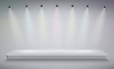 Product presentation podium, white stage, Empty white pedestal, blank template mockup. vector clipart