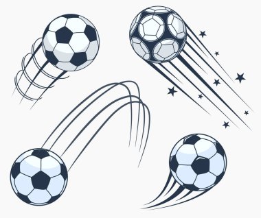 Futbol futbol taşıma elemanları, dinamik spor işareti uçabiliyor. Vektör