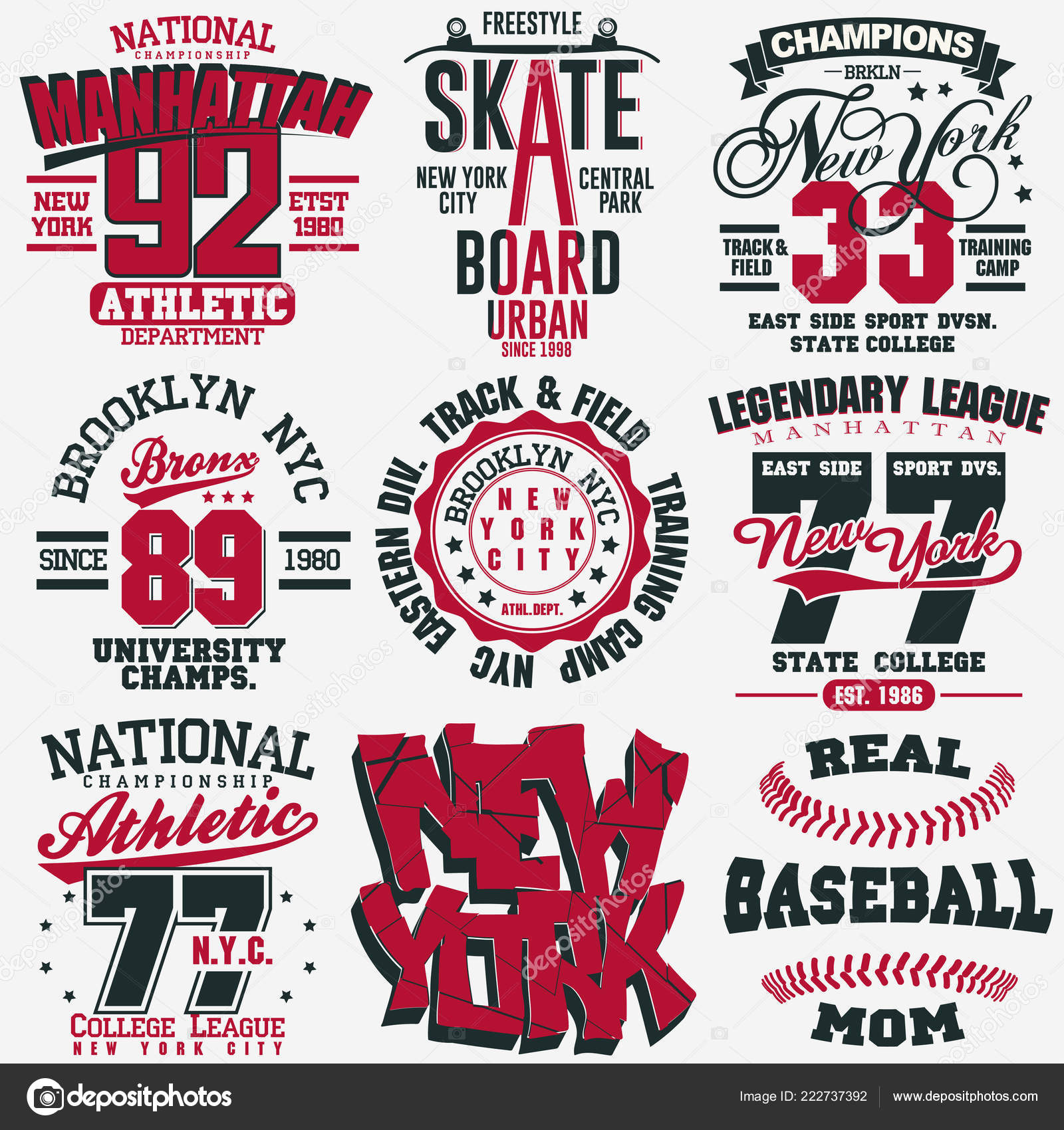T-shirt stamp graphic Sport wear typography emblem Stock