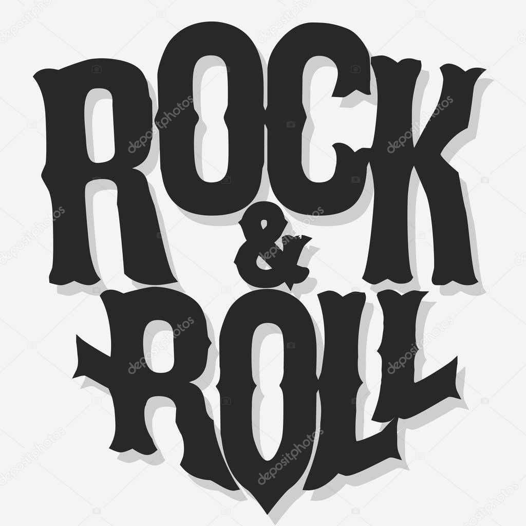 Rock music print for t-shirt, tee print stamp, shirt lettering artwork, hipster retro badge, typography emblem. Vector