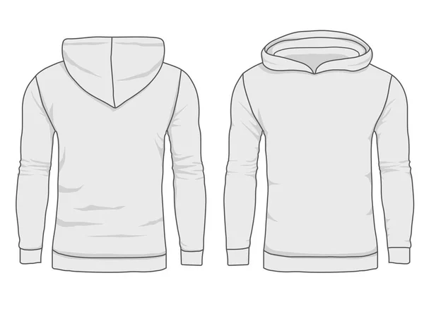 Hoody fashion, sweatshirt template. Realistic outerwear clothes mockup front and back view. — Stock Vector