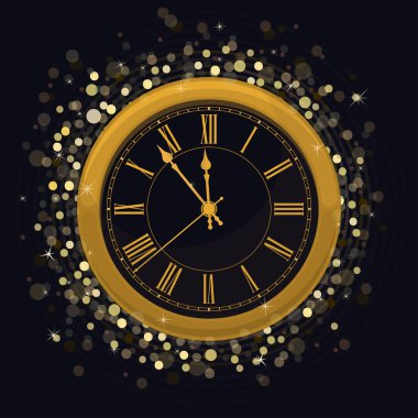 Magic parlak zemin üzerine altın yeni yıl saati