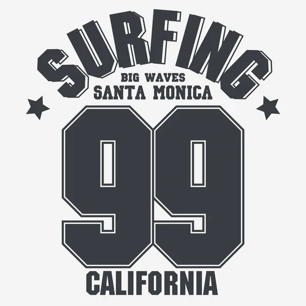 California sport wear T-shirt Typographie design. Vecteur — Image vectorielle