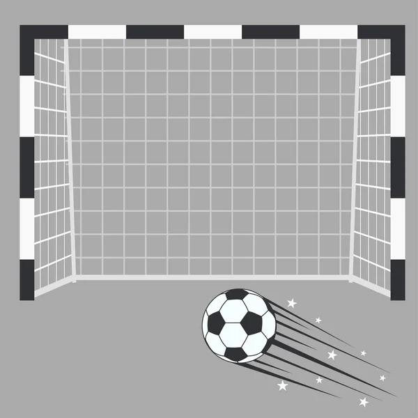 Fußballtor, Fußballtorpfosten mit Netz auf Stadionhintergrund. — Stockvektor
