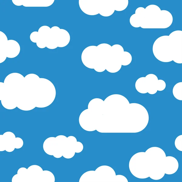 Nuvens brancas padrão sem costura, céu azul claro — Vetor de Stock