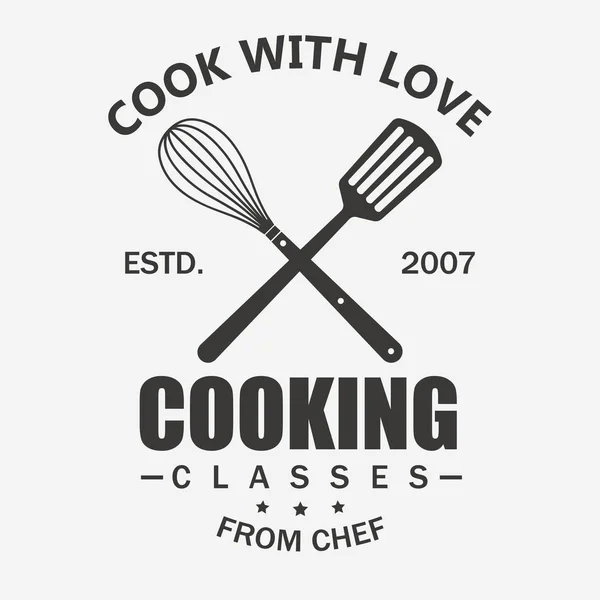 Matlagning symbol, Cook emblem, mat masterclass etikett mall vektor — Stock vektor