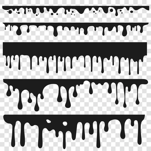 Huile goutte à goutte, peinture noire. Teinture liquide. Courant goutte à goutte. vecteur — Image vectorielle