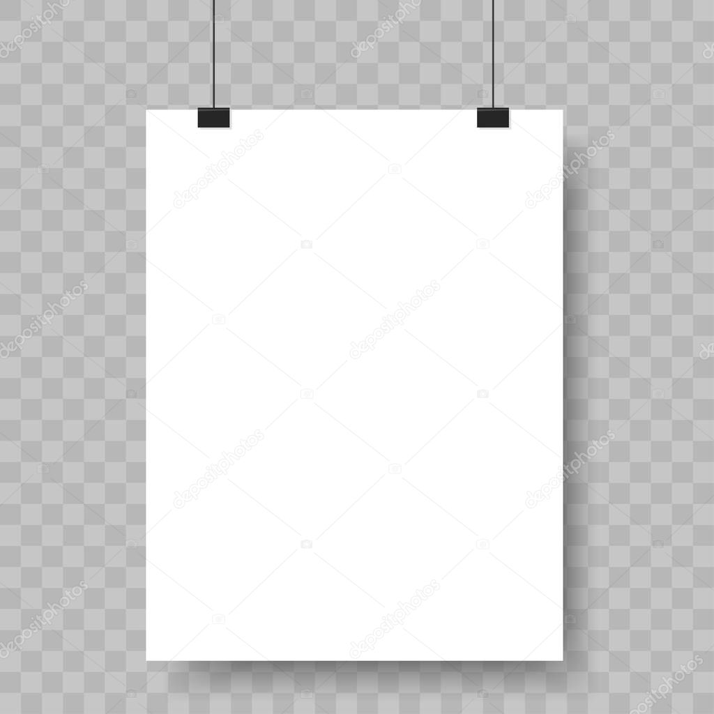 Download Blank Paper Sheet Hanging On Binders Advertising Banner Mockup On The Wall A4 Page Canvas Empty Picture Billboard White Poster Template Vector Premium Vector In Adobe Illustrator Ai Ai PSD Mockup Templates