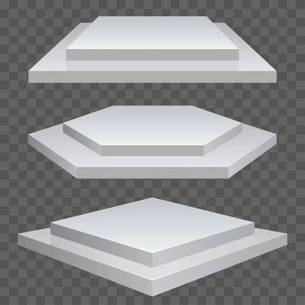 Presentación del producto podio, escenario blanco, pedestal blanco vacío, maqueta de plantilla en blanco. vector — Archivo Imágenes Vectoriales