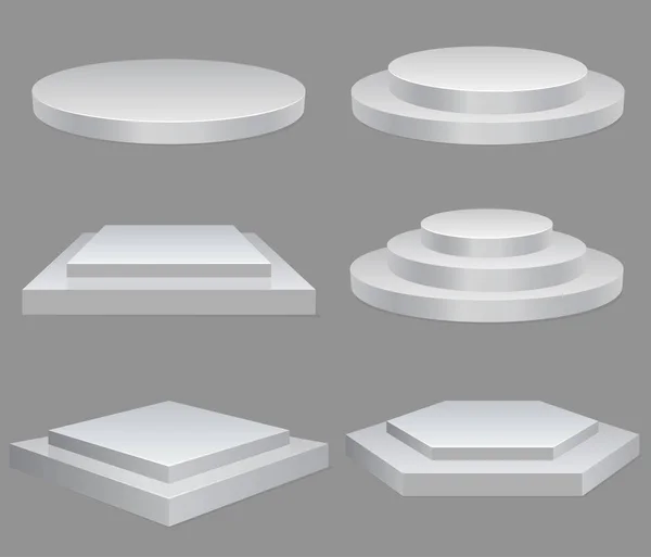 Pódio de apresentação do produto, estágio branco, pedestal branco vazio, modelo em branco mockup. vetor — Vetor de Stock