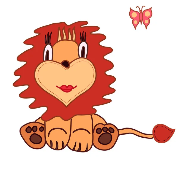 Roztomilý kreslený lev, malý králi, ilustrace pro děti tričko. Vektorové — Stockový vektor