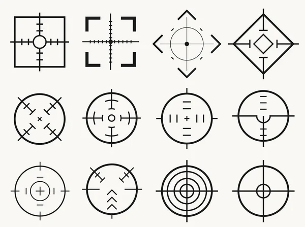 Mål destination. Sikta Sniper skjuta fokusmarkören Bullseye mark, vektor — Stock vektor