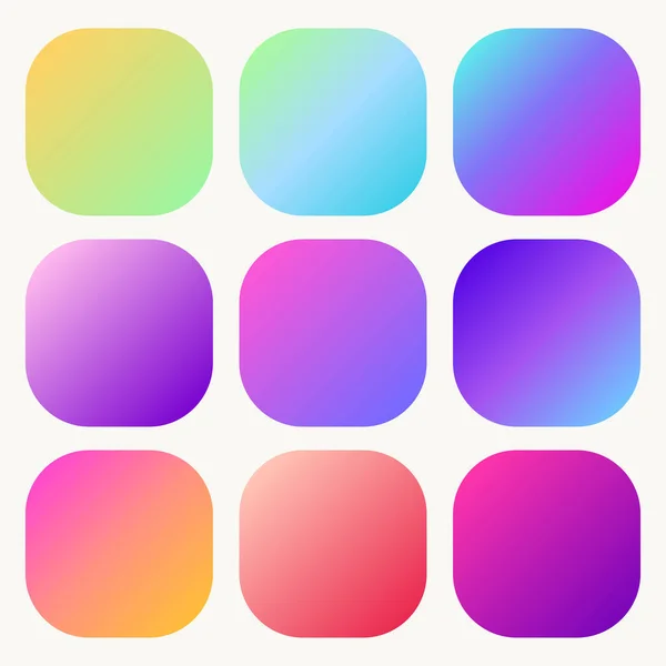 Kleurovergang holografische knop Set trendy zachte Multicolor vloeistof covers. Vector — Stockvector