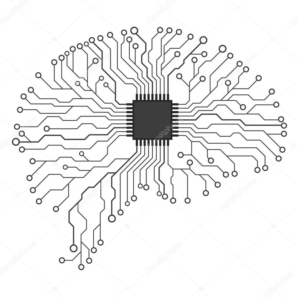 Brain Concept illustration. Circuit board printed circuit board. Vector