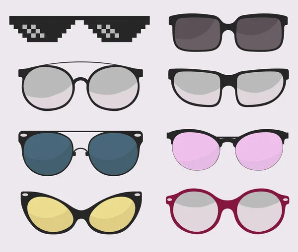 Sunglasses set, Summer eyewear sun protection sunglass. vector — Stock Vector