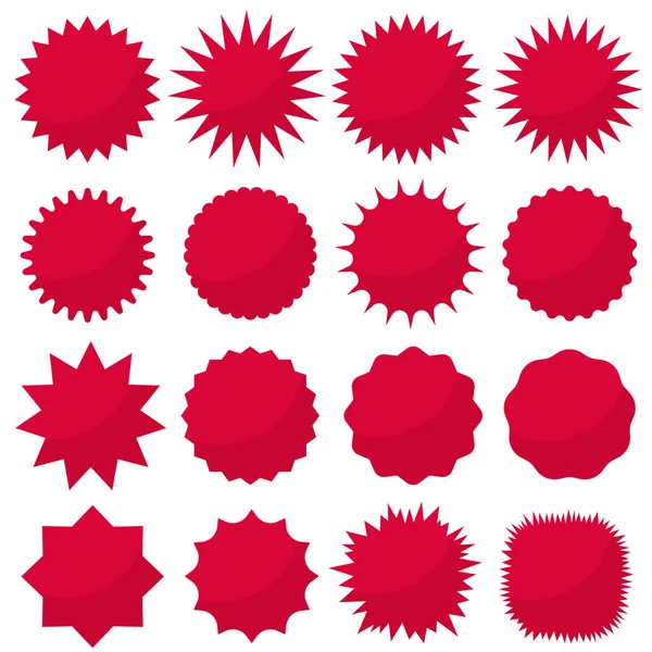 Starburst seals set, Bursting rays clip art. Red sparkles. Sale sticker. Vector — Stock Vector