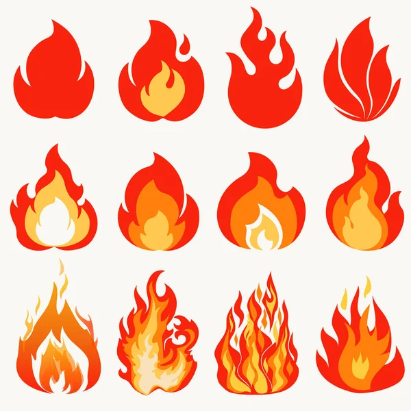 Flamme de feu, design d'icône de symbole de collection de flammes modernes. Vecteur — Image vectorielle