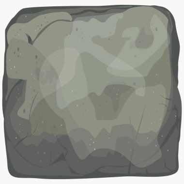 Kaya taşı karikatür afişi. Kare taş panel. Büyük kaya düz tarzı. Vektör