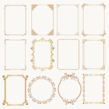 Kaligrafik çerçeve seti. Kenarlıklar süslü çerçeveleri köşeler. Vektör