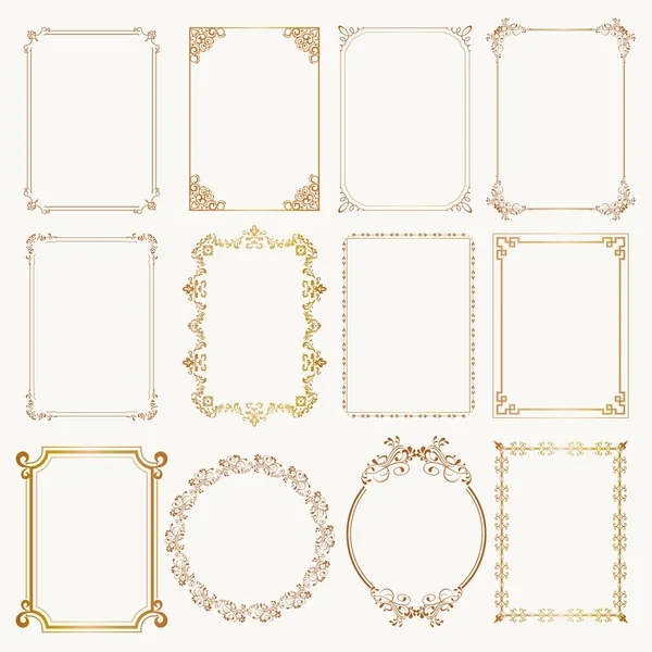 Calligraphic frame set. Borders corners ornate frames. Vector — Stock Vector