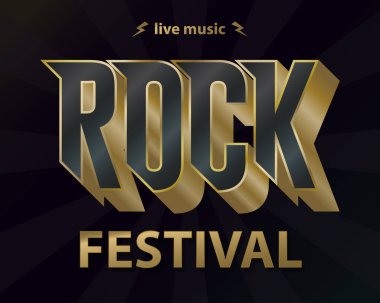 Rock müzik festivali afiş, hipster rock-n-roll vintage etiket grafik tasarım. Vektör