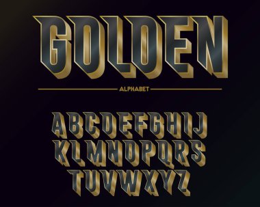 Modern altın font ve alfabe, abc tipografi tasarımı. vektör