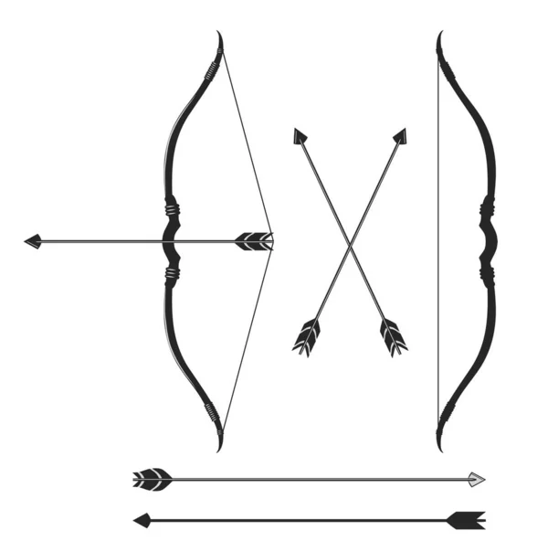 Arco y flecha, cazador indio arma vector — Vector de stock