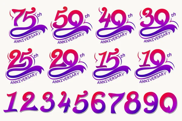 Anniversary Design, 75th Years Template celebration sign. Vector — Stock vektor