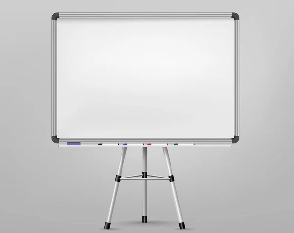 マーカー用ホワイトボード。プレゼンテーション、空の投影画面。オフィスボードの背景フレーム — ストックベクタ