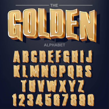 Modern altın font ve alfabe, abc tipografi tasarımı. vektör