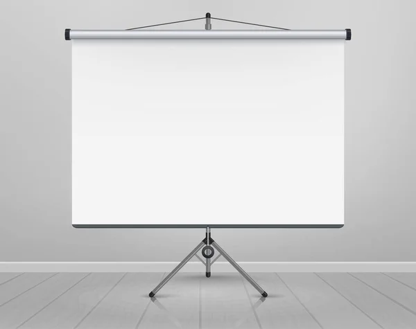 Whiteboard for markers on wooden floor. Presentation, Empty Projection screen. Office board background frame — Stock Vector