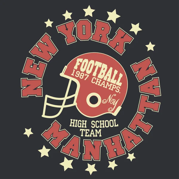 Los gráficos de la camiseta de Manhattan. Diseño de ropa deportiva de Nueva York. Vector — Vector de stock