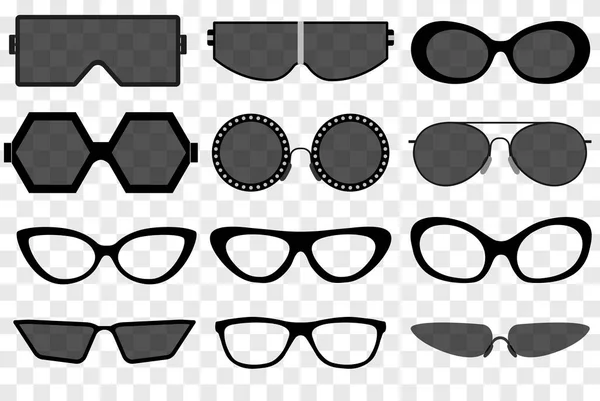 Sonnenbrillen Set, Sommerbrille Sonnenschutzbrille. Vektor — Stockvektor